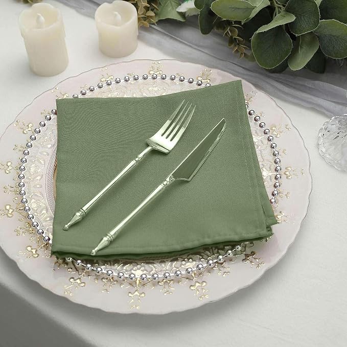 Efavormart Premium Cloth Napkins Set of 10, 17x17 Inch Willow Green Violet Seamless Dinner Napkins, Washable Linen Table Napkin Cloth with Hemmed Edges for Weddings, Party and Banquet - Image 7