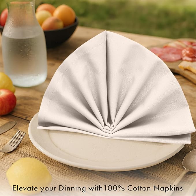 Ruvanti Cloth Napkins Set of 12, 100% Cotton High GSM 18x18 Inches Soft, Washable, Highly Durable & Absorbent, Perfect for Parties, Christmas, Thanksgiving Dinners – Natural Color - Image 3