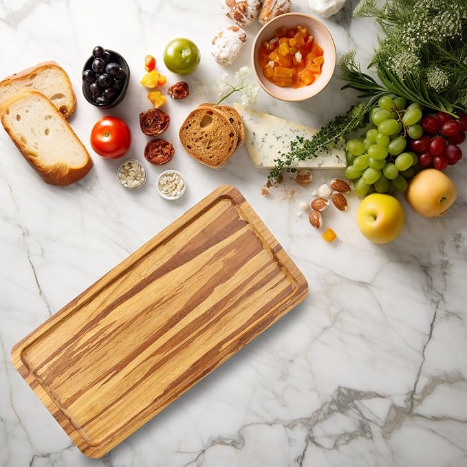 BambooMN Rectangular Bamboo Serving Tray - Tiger Stripe - 11 x 5.5 x 0.6 - Image 2