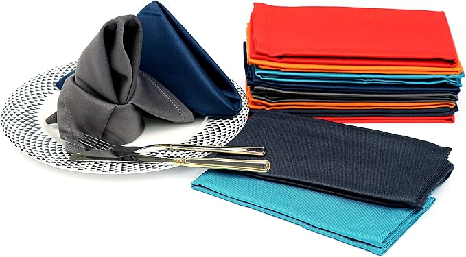 Ruvanti Cloth Napkins Set of 24, 18x18 Inch Napkins Cloth Washable, Soft, Durable, Absorbent, Cotton Blend. Table Dinner Napkins Cloth for Christmas Parties, Restaurant, Weddings, Dinner - Multi Color - Image 2