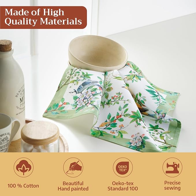 Maison d' Hermine Cloth Napkins Set of 4 Reusable 100% Cotton (18" x 18") | Everyday Square Napkins Cloth Washable Dinner Party Wedding Restaurant Hotel Kitchen Spring Summer - Mesange - Image 3