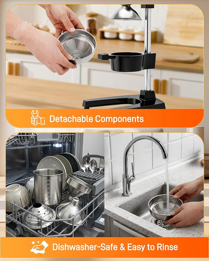 Cast Iron Juicer, Manual Juicer Lemon Squeezer, Hand Press Citrus Juicer, Commercial Stainless Steel Fruit Juicer for Extracting Fresh Juice from Lemons, Oranges - Image 4