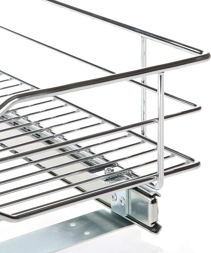 Home Zone Living Pull Out Kitchen Cabinet Organizer | Steel Frame with Handle for Easy Access, 21" x 20" x 5.55", Chrome - Image 6