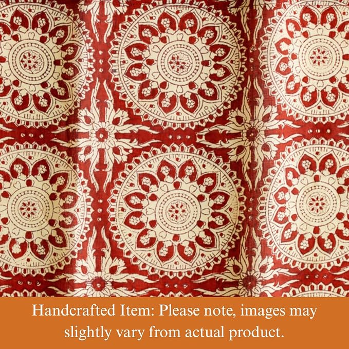 100% Red Cotton Dinner Napkins, Set of 6, Hand Printed Spice Route Design, Fair Trade, Washable Cloth Napkins for Parties & Cocktails 20x20 in - Image 2