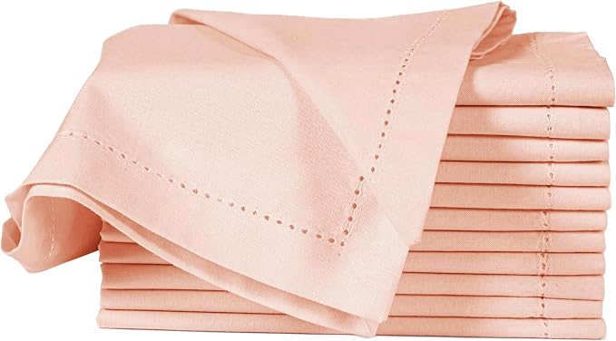 Cotton Cloth Napkins Set of 12, 18x18 Cotton Napkin Cloth Washable, Soft, Reusable Napkins for Wedding, Parties, Christmas, Thanksgiving, Everyday Use (Petal Peach) - ALPHA Living HOME by ALPHALivingHOME