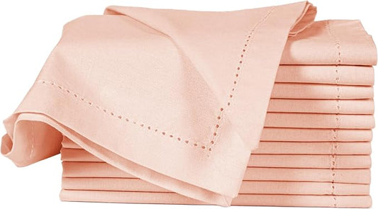 Cotton Cloth Napkins Set of 12, 18x18 Cotton Napkin Cloth Washable, Soft, Reusable Napkins for Wedding, Parties, Christmas, Thanksgiving, Everyday Use (Petal Peach) - ALPHA Living HOME by ALPHALivingHOME