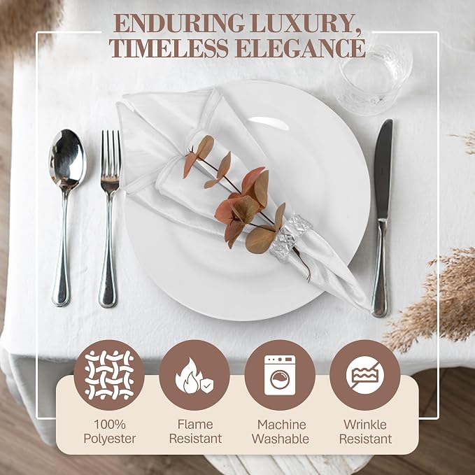 17x17-Inch Shantung Satin Cloth Napkins, Silver Set of 120 | Bulk Case of 10 Dozen, Square, 100% Polyester Fabric, Reversible, Faux Dupioni Silk Reverse Side, Machine Washable - Image 3