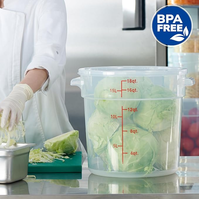 18 Quart Translucent Round Food Storage Container with Lid, Pack of 4 – NSF Listed, BPA-Free, Commercial-Grade Polypropylene, Freezer & Dishwasher Safe, Non-Stick, Easy-Read Graduations - Image 4