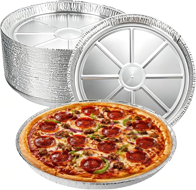50 Pack Aluminum Pizza Pans Foil Pizza Pans, 11 Inch Round Disposable Pizza Pan Foil Focaccia Pan, Chocolate Cookies Cake Tin, Serving Platter Tray, Freezer & Oven Safe by Unknown