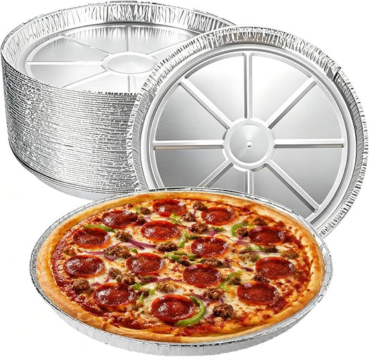50 Pack Aluminum Pizza Pans Foil Pizza Pans, 11 Inch Round Disposable Pizza Pan Foil Focaccia Pan, Chocolate Cookies Cake Tin, Serving Platter Tray, Freezer & Oven Safe by Unknown