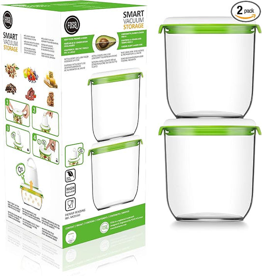 FOSA Vacuum Seal Containers, 2 Pack 45 oz, Vacuum Container for Food Storage, Food Containers for Vacuum Seal, Airtight Vacuum Food Containers, Durable Storage Solution (Vacuum Pump Not Included) by FOSA