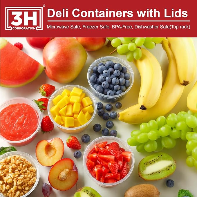 24 oz Food Storage Containers with Lids (240 Set/480 Piece) Deli Soup Containers, Freezer Microwave Safe, BPA-Free Plastic, Stackable Snack Leakproof Leftover Organizers & To-Go - Image 7