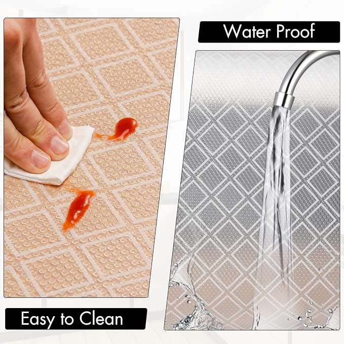 Shelf Liners for Kitchen Cabinets – Non Adhesive Drawer and Cabinet Liner, Waterproof and Oil-Proof Kitchen Cupboard Shelf Paper EVA Material Fridge Liner for Refrigerator – Modern Pattern - Image 5