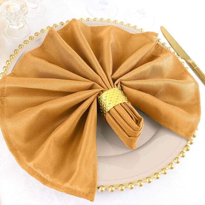 Efavormart Premium Cloth Napkins Set of 5, 20x20 Inch Gold Seamless Dinner Napkins, Washable Linen Table Napkin Cloth with Hemmed Edges for Weddings, Party and Banquet - Image 8
