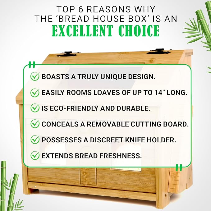 Bread Box for Kitchen Countertop – Large Wooden Bamboo Bread Box with Cutting Board (SELF-ASSEMBLY) - Image 2
