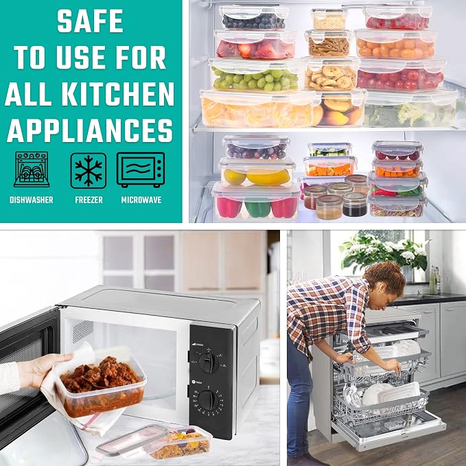 RockBerry 50 Pcs Large Food Storage Containers with Lids Airtight-85 OZ to small Containers-Total 526OZ Stackable Kitchen Set -BPA Free Leak proof containers- Freezer Microwave safe | Total 526 Oz BPA Free Plastic Stackable Containers For kitchen Pantr... - Image 5