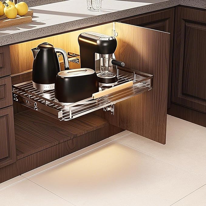 17.1~28"x22.5" Pull Out Cabinet Organizer，1Pack Expandable Sliding Cabinet Shelves，Side Mounting - Image 7