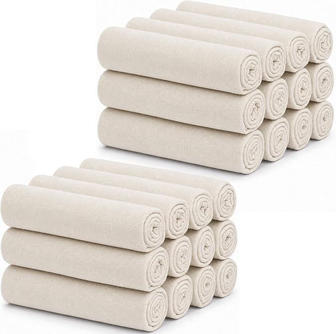 THREAD SPREAD 100% Cotton Dish Cloths - Flour Sack Kitchen Towels - Cotton Blank Towel - Thick Absorbent Quick Dry, Machine Washable - Cleaning & Drying - 28"x28" - Pack of 24, Natural by THREADSPREAD