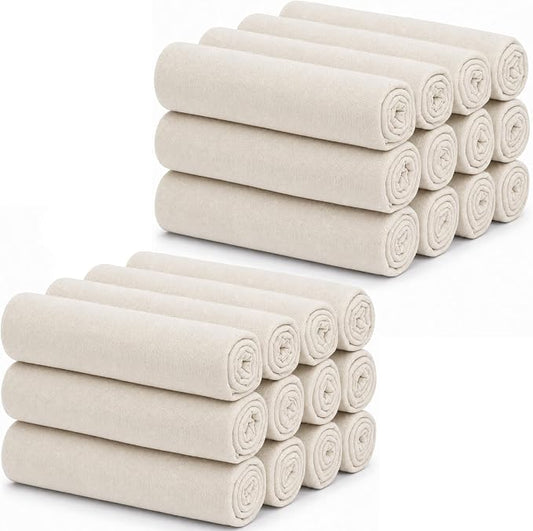 THREAD SPREAD 100% Cotton Dish Cloths - Flour Sack Kitchen Towels - Cotton Blank Towel - Thick Absorbent Quick Dry, Machine Washable - Cleaning & Drying - 28"x28" - Pack of 24, Natural by THREADSPREAD