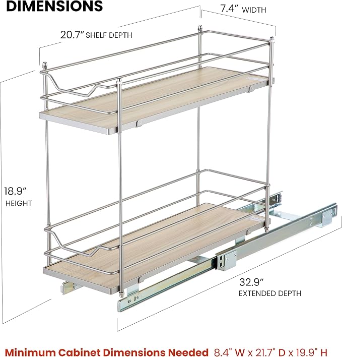 Home Zone Living Pull Out Kitchen Cabinet Organizer - Image 3