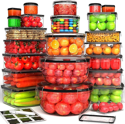 RockBerry 44 Pcs Food Storage Containers with Lids Airtight | Plastic Meal Prep Container for Pantry Kitchen Organization, Microwave,Dishwasher, Freezer Safe -100% Leak Proof by RockBerry