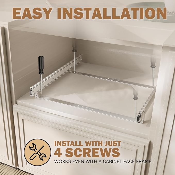 2 Tier Pull Out Drawers for Cabinets 21"W x 21"D, Farmeless&Farme | Full Slide Out Wood Drawer Shelf, Heavy Duty Caddy Pull Out Cabinet Organizer, Base Cabinet Organization for Kitchen, Pantry - Image 7