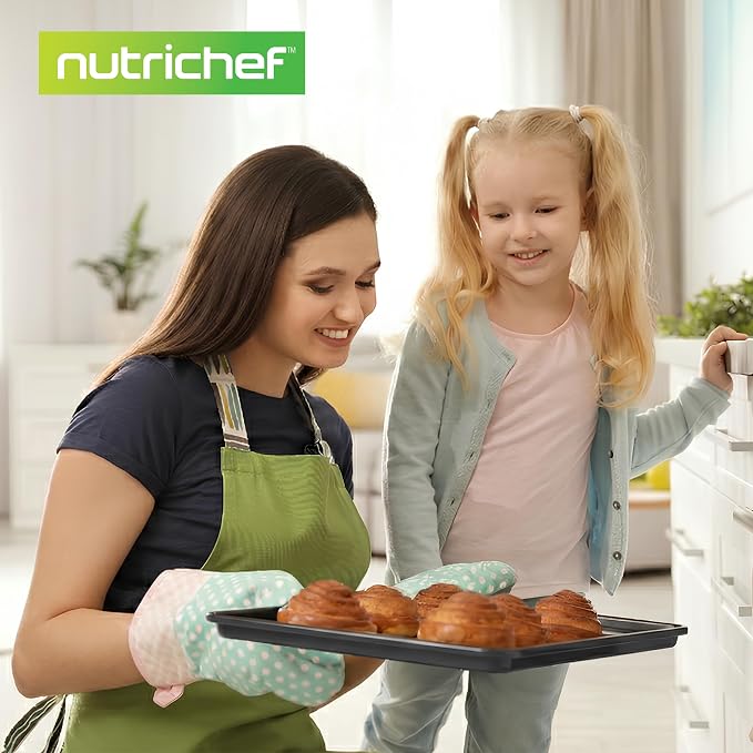 NutriChef 8 Piece Nonstick Bakeware Set | Carbon Steel Baking Pans for Oven | Includes Sheet Pan, Muffin, Loaf, Round and Square Cake Pan | Dishwasher Safe, Stackable Design Oven Safe up to 446°F - Image 8