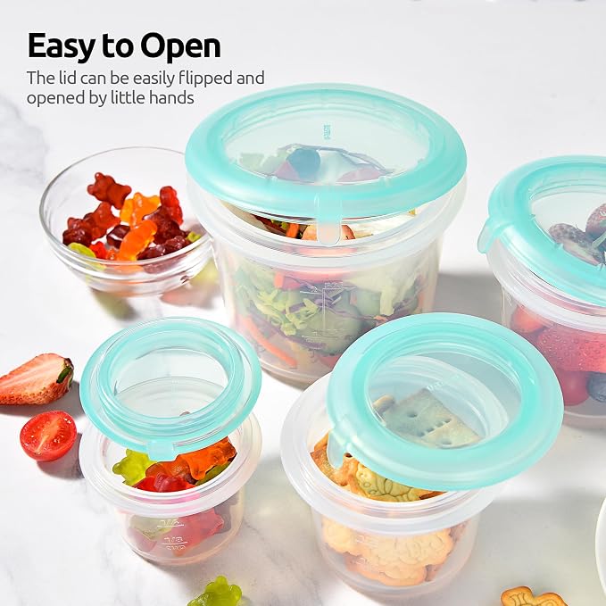 U-Taste Silicone Container with Lids, Kitchen Food Storage Set, 2/4/8/16oz | Food Grade Liquid Silicone, Leak-Proof Airtight Lid, Meal Prep Lunch Box, Freezer & Microwave Safe, Clear Date Marking Circle - Image 8