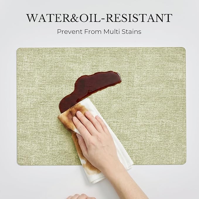 Romanstile Vinyl Placemats Set of 6, Reversible Faux Leather Heat Resistant Wipeable Table Mats, Waterproof Washable Non-Slip Table Placemats for Dining/Kitchen/Party/Outdoor (Grey Green, 12" x 17") - Image 9