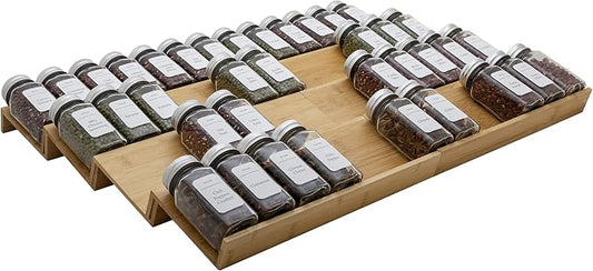 Bamboo Spice Rack Drawer Organizer - 8 Piece Set - 12" Wide, Combine Into 24" Rack (12" or 24") by Angimio