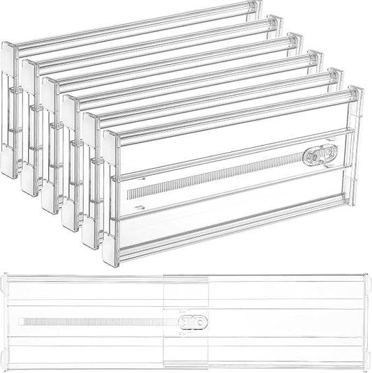 Vtopmart 6 Pack 6" Tall Upgrade Drawer Dividers for Big and Deep Drawer, 12.8"-22.3" Adjustable Expandable Dresser Drawer Organizer, Clear Plastic Separators for Dresser, Baby Supplies, Kitchenware by Vtopmart