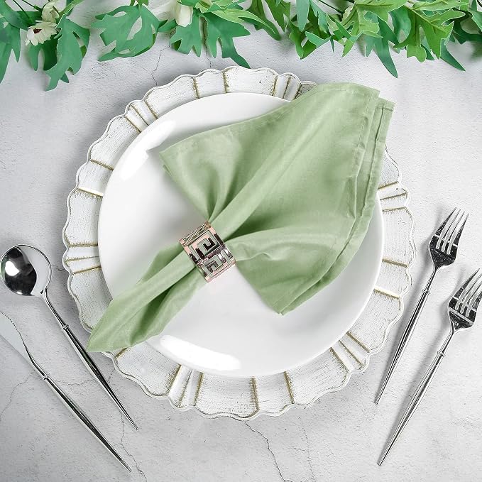 Efavormart Premium Cloth Napkins Set of 25, 20x20 Inch Sage Green Seamless Dinner Napkins, Washable Linen Table Napkin Cloth with Hemmed Edges for Weddings, Party and Banquet - Image 9