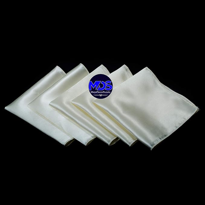 Set of 100 PCS Satin Napkin 12x12 Inch Square, Dinner Table Napkins for Wedding, Bulk Silky Sateen Cloth Napkins for Restaurant Banquet Graduation Birthday Party Decoration - Cream - Image 2