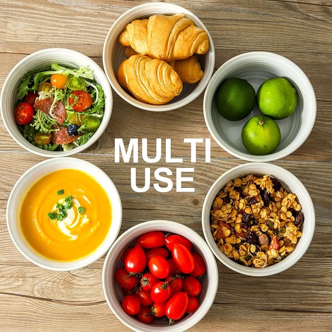 Hasense Cereal Bowls, 20 Ounce Soup Bowls Set of 6, Ceramic Deep Bowl for Kitchen, Perfect for salad Pasta Dessert Oatmeal, Dishwasher and Microwave Safe, Clay-Infused White - Image 4