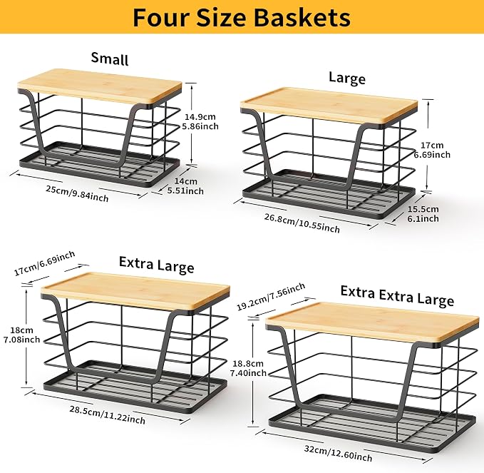 ALOCEO 4 Pack Stackable Storage Bins with Lids, Stainless Steel Trash Bag Dispenser Roll Holder for for Kitchen Sink, Laundry, Pantry Organizer and Storage, Black - Image 2