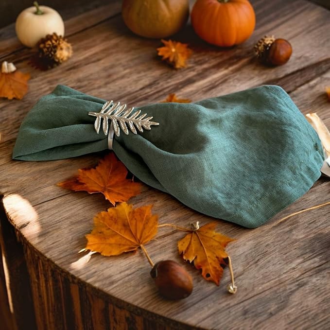 Linen Napkins –100% French Flax – Stonewashed Pure Linen Cloth Napkins - Size 18 Inch x 18 Inch – Set of 4 (Soft Rustic Green) - Image 6