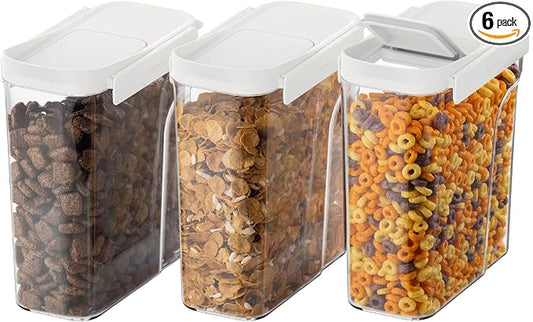 Bentgo Pantry - 6-Piece Airtight Cereal Containers, Easy Push & Pour Lid, Stackable & Clear BPA-Free Storage, Locking Lids for Freshness – Ideal for Kitchen & Pantry Organization (Snow) by Unknown