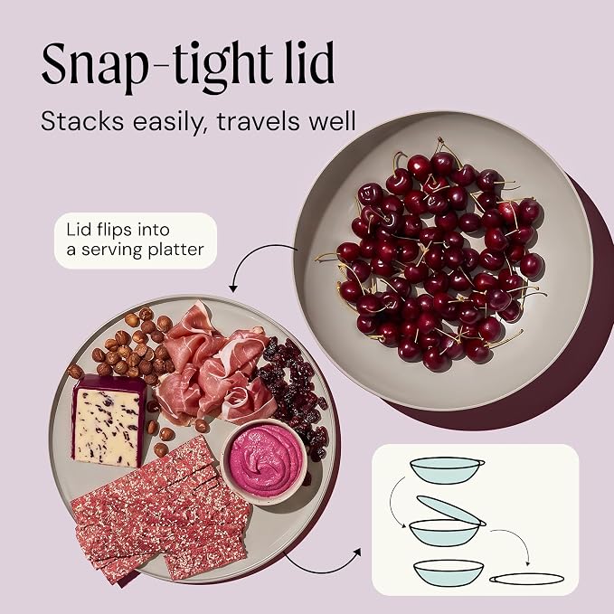 Large Serving Bowl with Lid - Certified Recycled Food-Safe Plastic, BPA-Free, Dishwasher, Microwave, Fridge and Freezer Safe | 4.96qt | Salt - Image 3