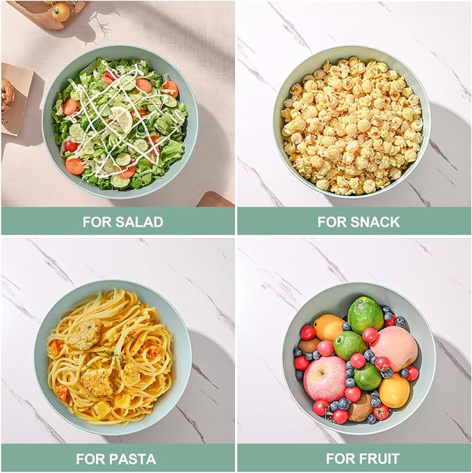 LOVYANXUE Bamboo Fiber Salad Bowl with Servers Set Large 9.8inches Nature Bamboo Mixing Bowl with Servers with Lid Spoon and Fork for Fruits,Salads and Vegetables - Image 4