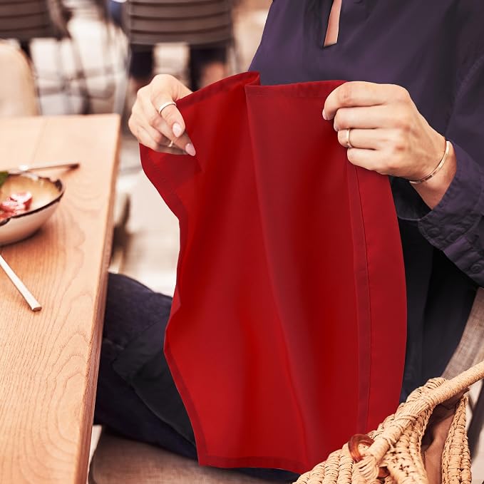 Utopia Home [24 Pack, Red] Cloth Napkins 17x17 Inches, 100% Polyester | Hemmed Edges, Washable and Reusable Ideal for Parties, Weddings and Dinners - Image 7