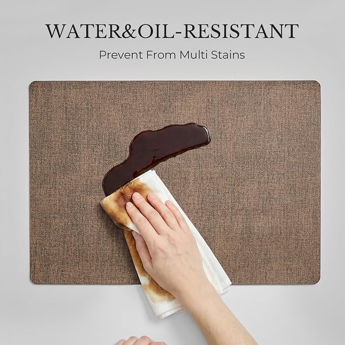 Romanstile Vinyl Placemats Set of 4, Reversible Faux Leather Heat Resistant Wipeable Table Mats, Waterproof Washable Non-Slip Table Placemats for Dining/Kitchen/Party/Outdoor (Grey Brown, 12" x 17") - Image 9