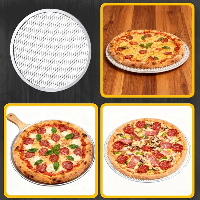 Astero Pizza Screen for Home Bakers & Professionals, Oven Baking Solutions | 12 Inch Perforated Aluminum Pizza Screen, Non-Stick Pizza Pan for Homemade Pizza, Bread & Oven Baking (6 Pack) - Image 7