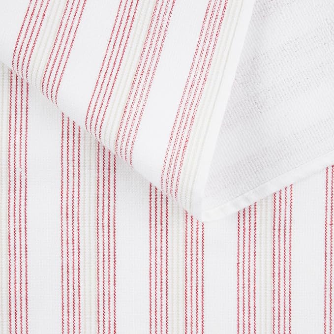 KitchenAid Chambray Stripe Kitchen Towels 8-Pack, Absorbent 100% Woven Cotton, Passion Red/White, 17”x28” - Image 3