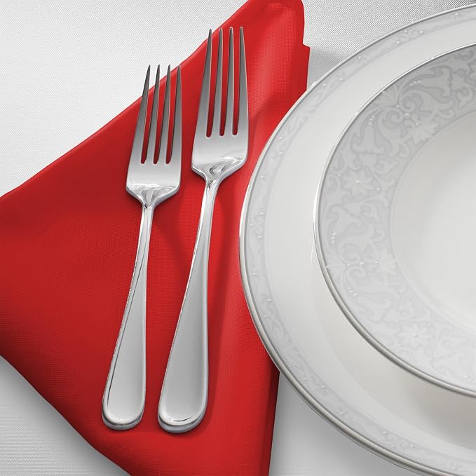 Lann's Linens Set of 144 Cloth Dinner Napkins, 20-inch Polyester Napkins, Washable and Reusable Fabric for Weddings, Hotels, Restaurants - Red - Image 2
