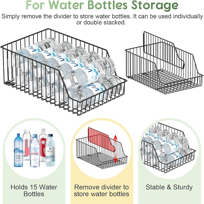 3 Pack Can Storage Organizer For Pantry,Stackble Widen Can Holder Rack With 3 Adjustable Dividers, Can Dispensers For Soup Soda Canned Food Water Bottle, Pop Drink Organizers for Cabinet Shelf - Image 4