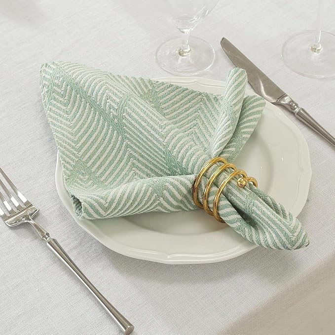 17x17 Green Icelandic Napkins Set of 24 Washable Bulk Restaurant | Planning an outdoor banquet? This 24-pack of reusable green textured linen napkins ensures eco-friendly elegance. by UWWGKK