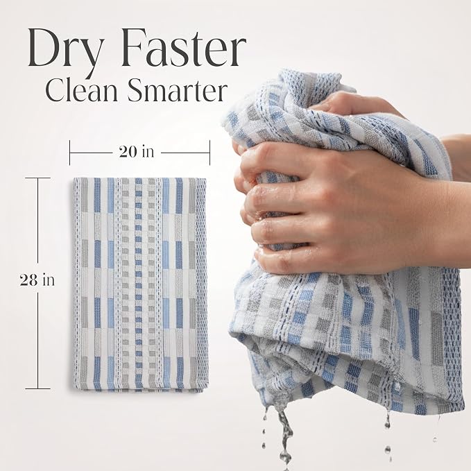 Sea Pines Kitchen Towels, Pack of 4 - Sea Blue | 100% Organic Cotton, Stain-Resistant Multipurpose Dishcloths, Thick and Absorbent, for Wiping, Cleaning and Drying Dishes - Image 4
