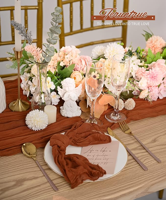 84 Pack Terracotta Cheese Cloth Napkins Gauze Napkin Cloth Bulk Set of 84 Washable Boho Dinner Table Napkins for Wedding Party Baby Shower Birthday Party Decorations，20 x 20 Inch - Image 6