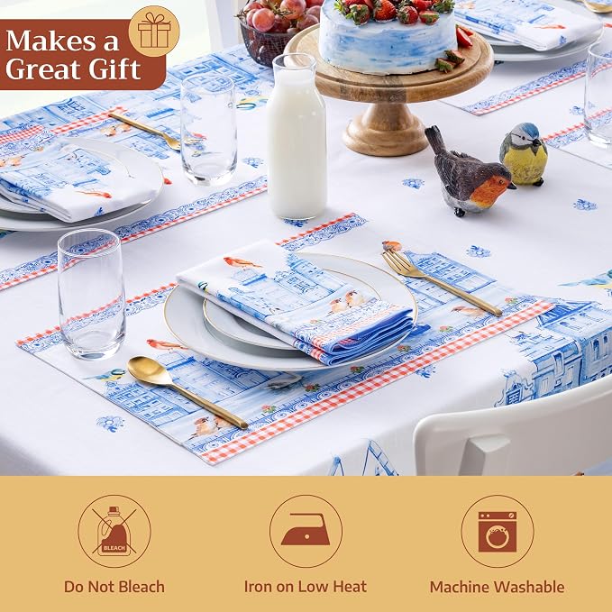 Maison d' Hermine Cloth Napkins Set of 4 Reusable 100% Cotton (20" x 20") | Everyday Square Napkins Cloth Washable Dinner Party Wedding Restaurant Hotel Kitchen Spring Summer - Amsterdam Canals - Image 5