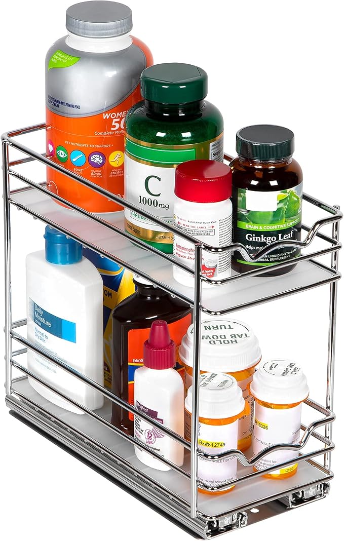 Pull Out Cabinet Organizer for Spices, Cans 4-1/2"W x 10-3/8"D x 8-7/8"H | Heavy Duty with Lifetime Limited Warranty, Pull Out Spice Rack, Cabinet Pull Out Shelf for Cans, Dishes, Etc, Easy to Reach - Image 7